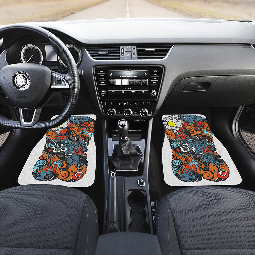 Japanese Elemental Tattoo Print Front Car Floor Mats