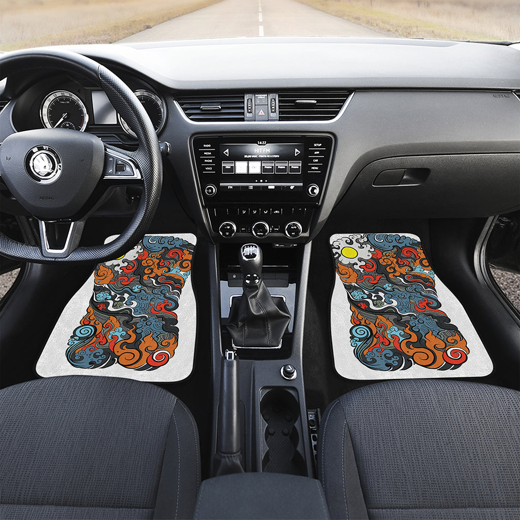 Japanese Elemental Tattoo Print Front Car Floor Mats