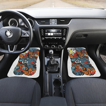 Japanese Elemental Tattoo Print Front Car Floor Mats