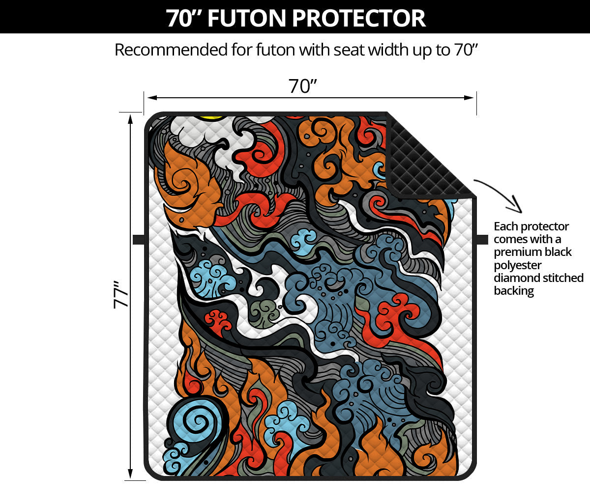 Japanese Elemental Tattoo Print Futon Protector