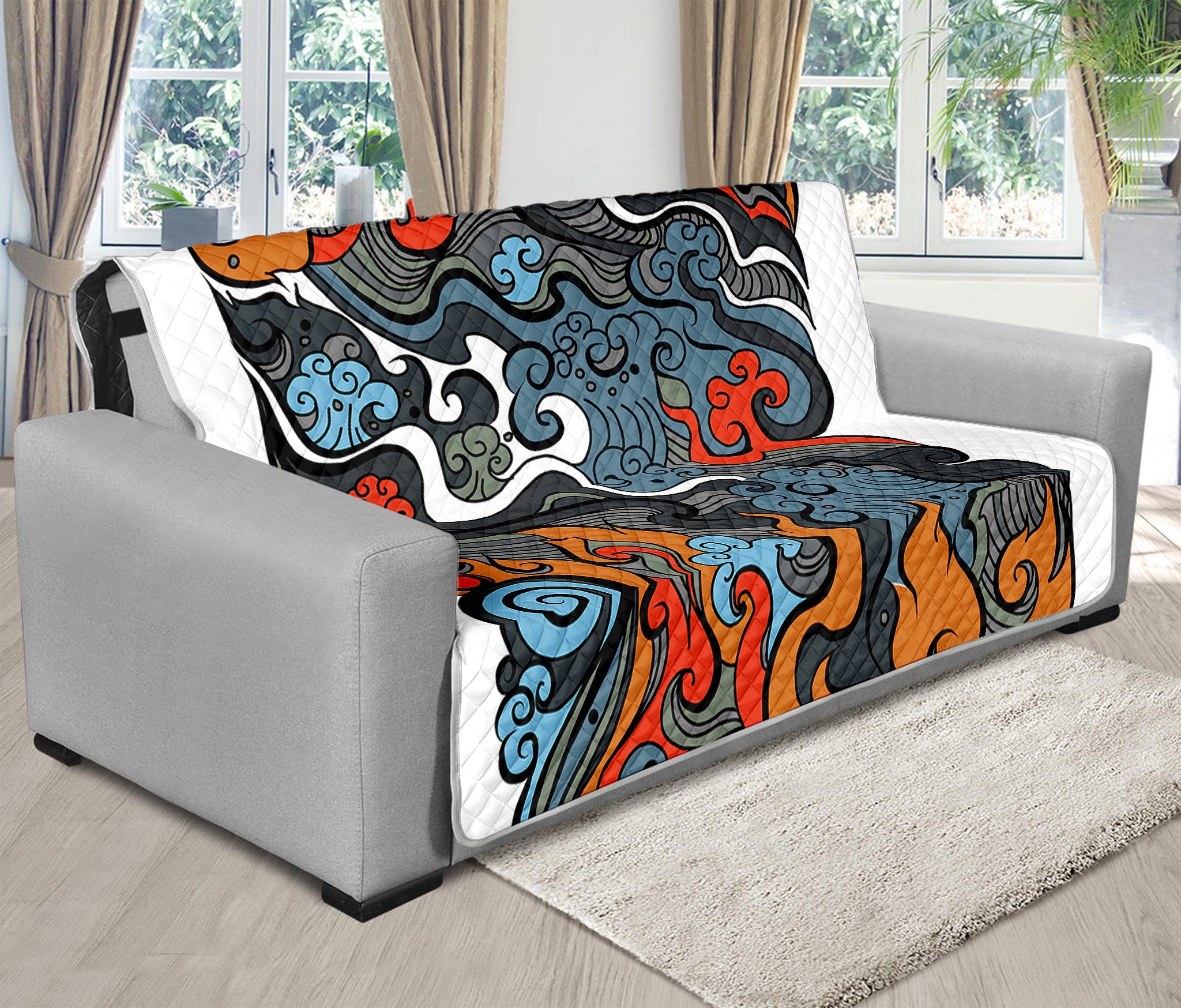 Japanese Elemental Tattoo Print Futon Protector