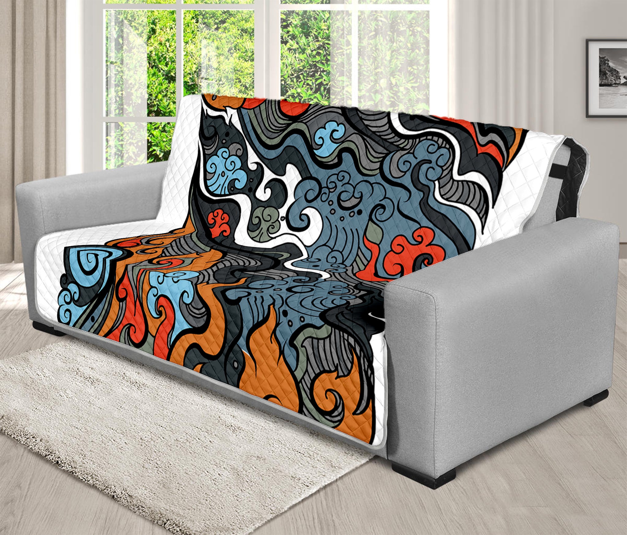 Japanese Elemental Tattoo Print Futon Protector