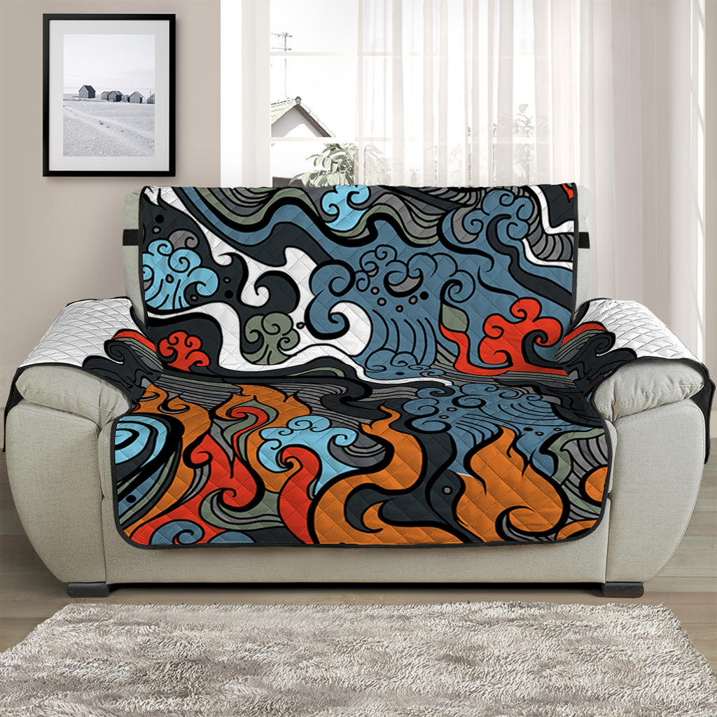 Japanese Elemental Tattoo Print Half Sofa Protector