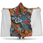 Japanese Elemental Tattoo Print Hooded Blanket