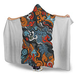 Japanese Elemental Tattoo Print Hooded Blanket