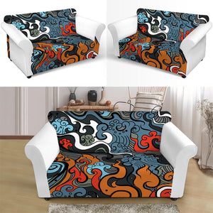 Japanese Elemental Tattoo Print Loveseat Slipcover