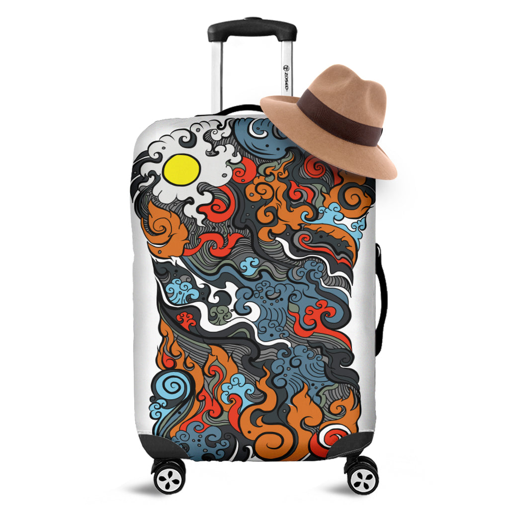 Japanese Elemental Tattoo Print Luggage Cover