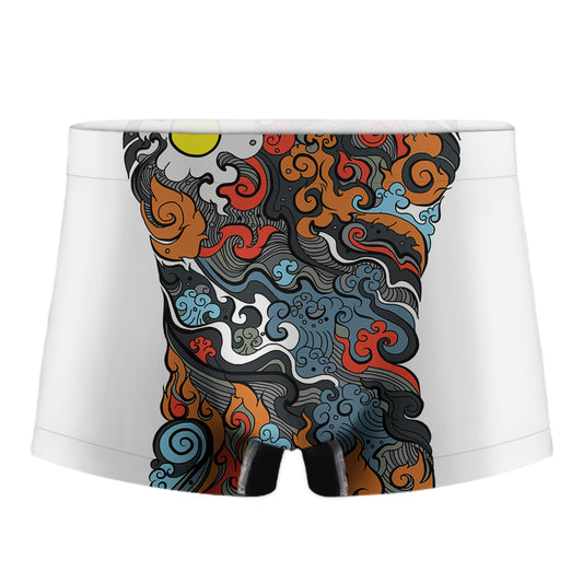Japanese Elemental Tattoo Print Men's Boxer Briefs