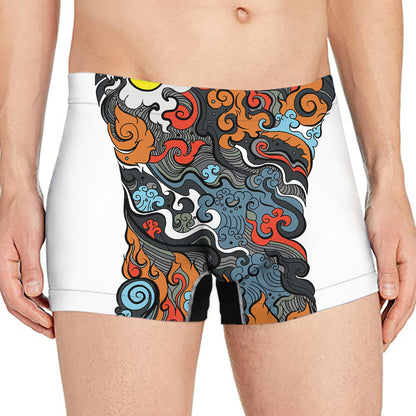 Japanese Elemental Tattoo Print Men's Boxer Briefs
