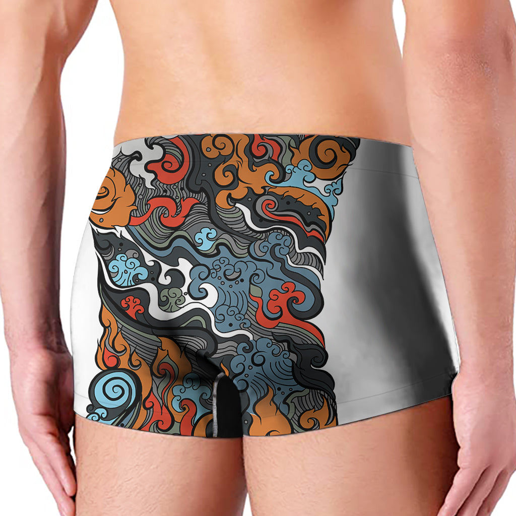 Japanese Elemental Tattoo Print Men's Boxer Briefs