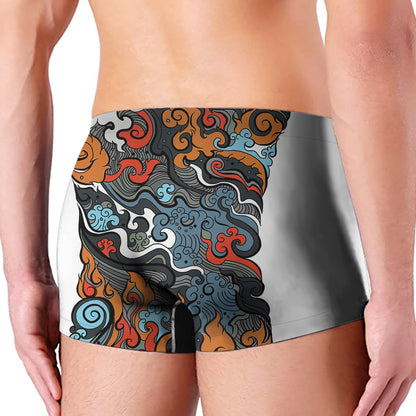 Japanese Elemental Tattoo Print Men's Boxer Briefs