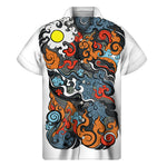 Japanese Elemental Tattoo Print Men's Short Sleeve Shirt