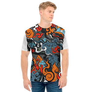 Japanese Elemental Tattoo Print Men's T-Shirt