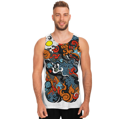 Japanese Elemental Tattoo Print Men's Tank Top