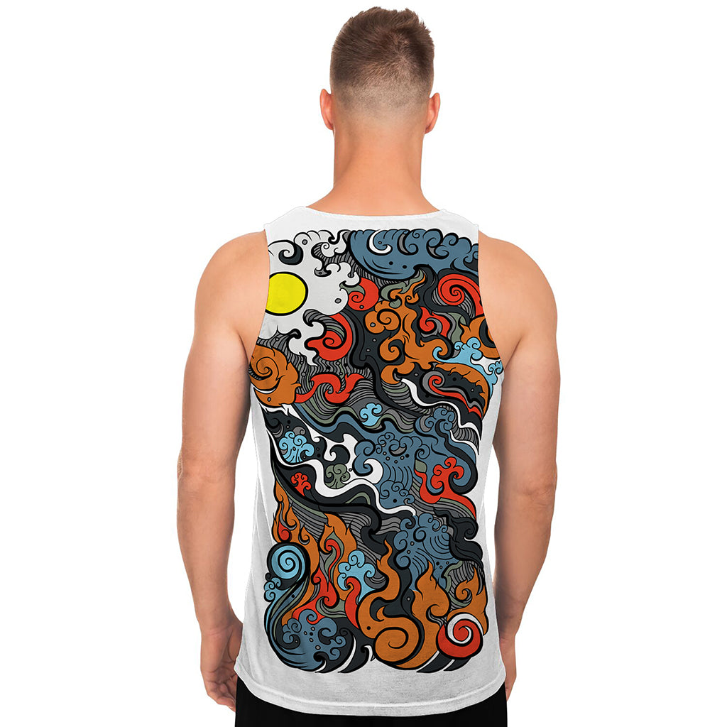 Japanese Elemental Tattoo Print Men's Tank Top