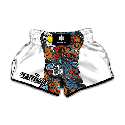 Japanese Elemental Tattoo Print Muay Thai Boxing Shorts