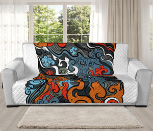 Japanese Elemental Tattoo Print Oversized Sofa Protector