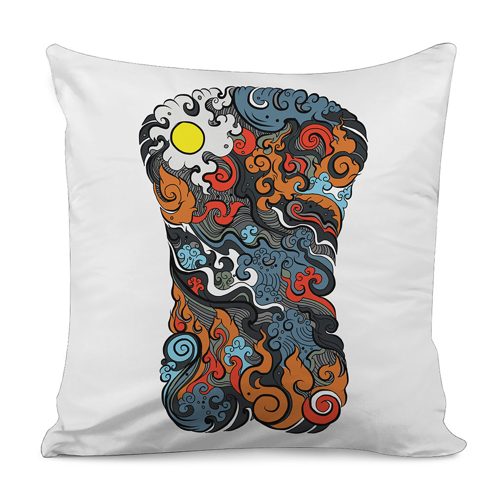 Japanese Elemental Tattoo Print Pillow Cover