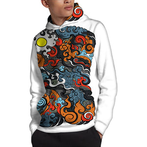 Japanese Elemental Tattoo Print Pullover Hoodie