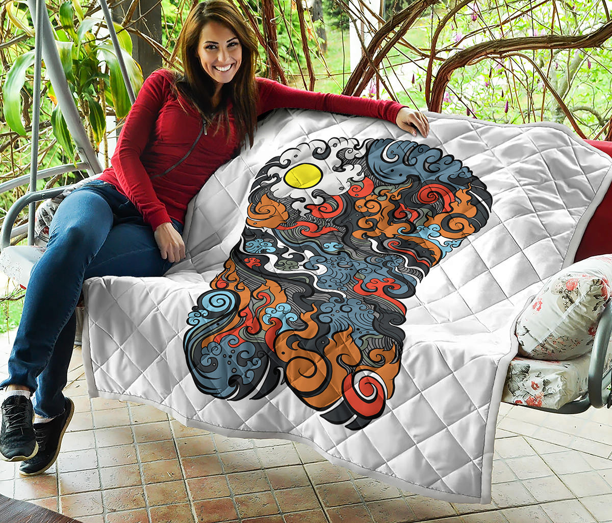 Japanese Elemental Tattoo Print Quilt