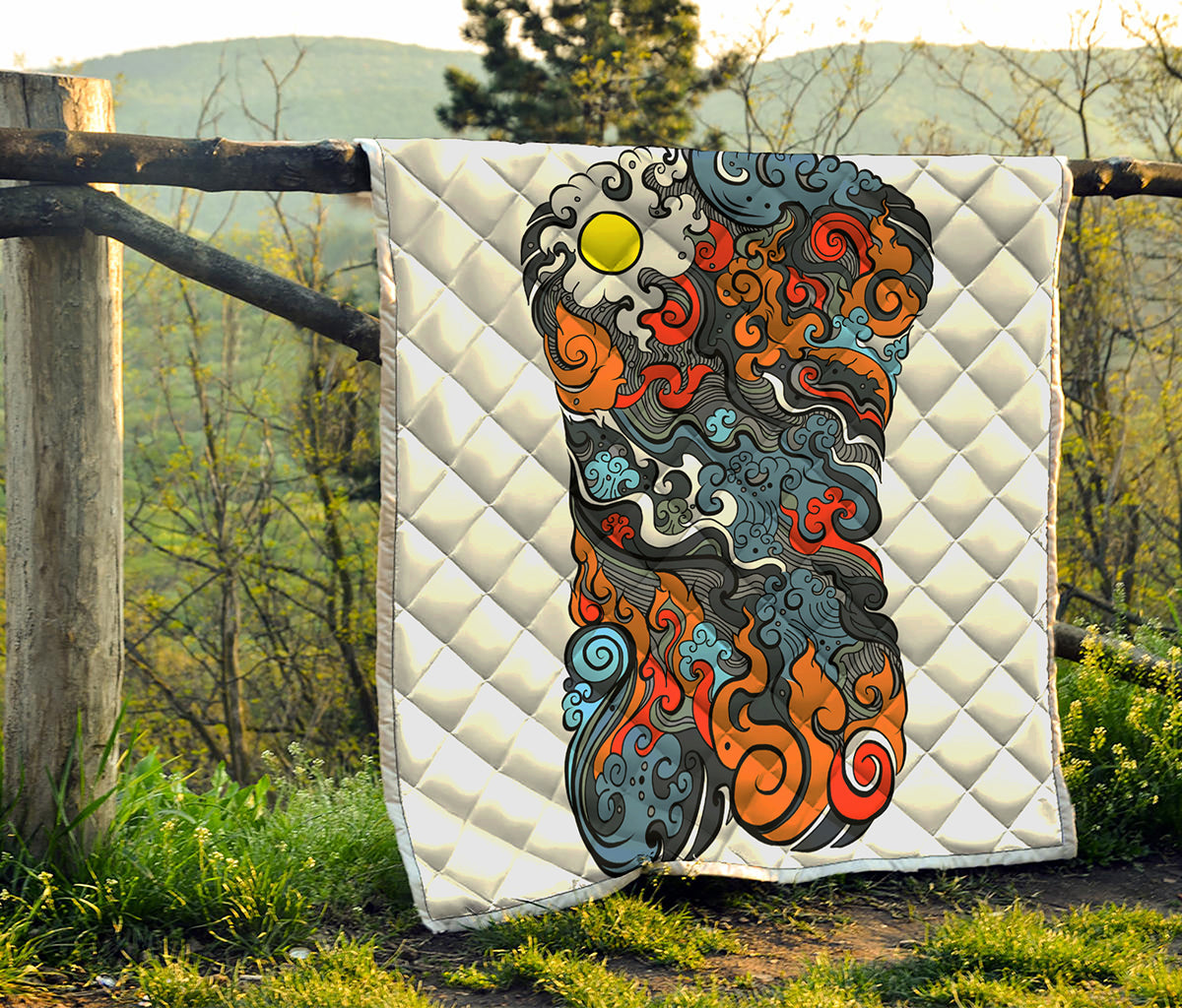 Japanese Elemental Tattoo Print Quilt