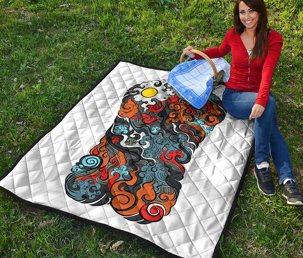 Japanese Elemental Tattoo Print Quilt