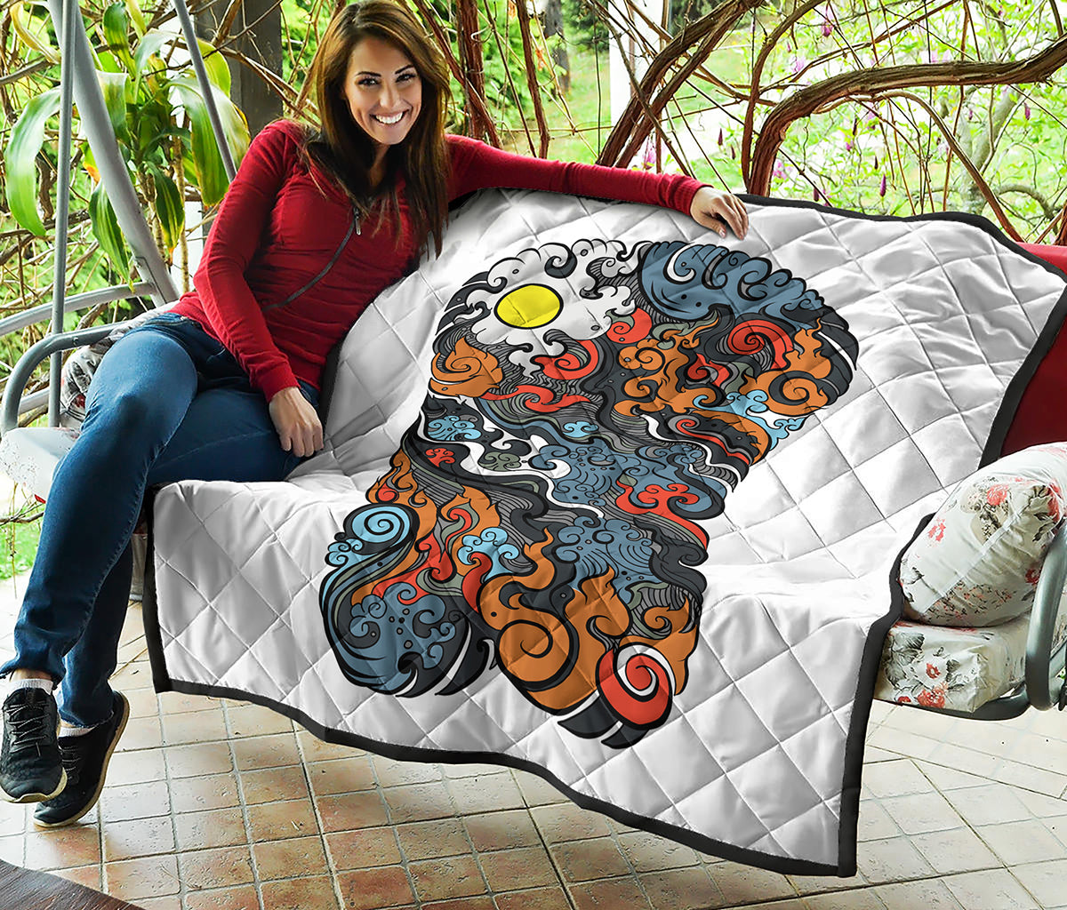 Japanese Elemental Tattoo Print Quilt