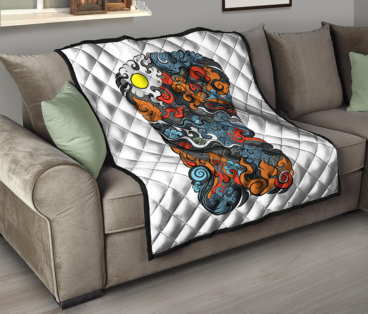 Japanese Elemental Tattoo Print Quilt