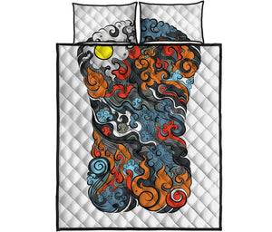 Japanese Elemental Tattoo Print Quilt Bed Set