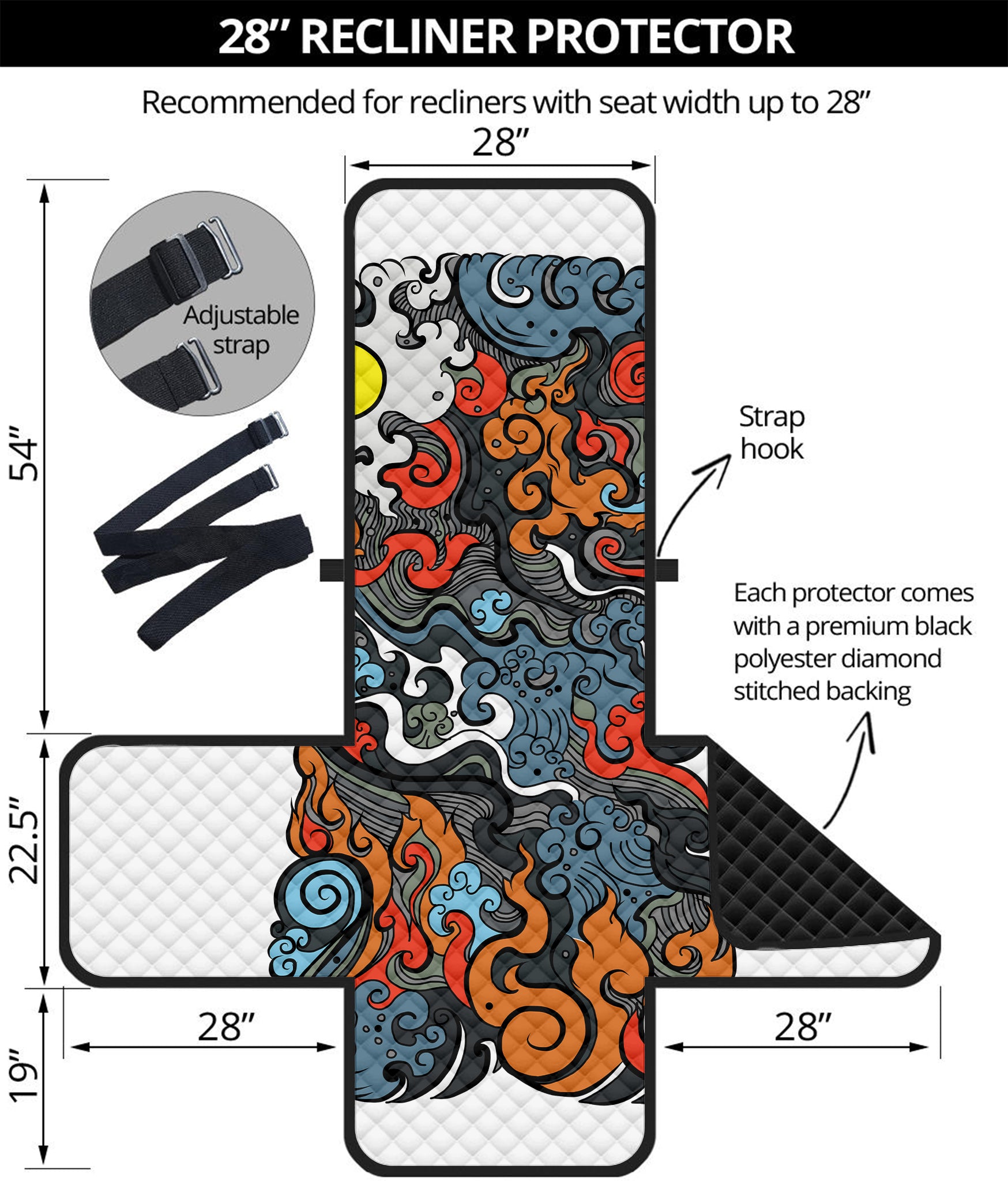 Japanese Elemental Tattoo Print Recliner Protector