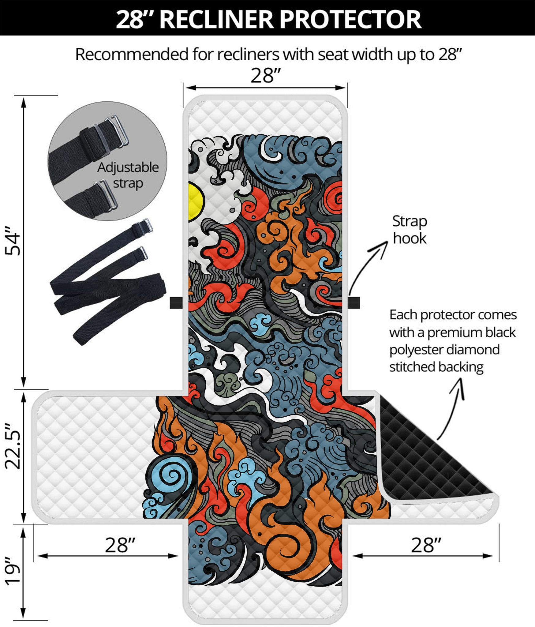 Japanese Elemental Tattoo Print Recliner Protector