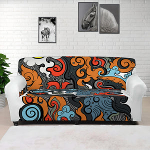 Japanese Elemental Tattoo Print Sofa Cover