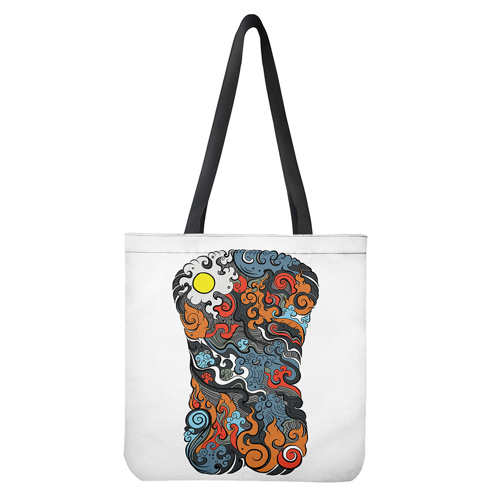 Japanese Elemental Tattoo Print Tote Bag