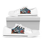 Japanese Elemental Tattoo Print White Low Top Shoes