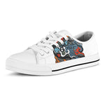 Japanese Elemental Tattoo Print White Low Top Shoes