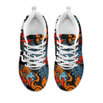 Japanese Elemental Tattoo Print White Sneakers