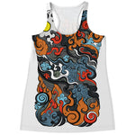 Japanese Elemental Tattoo Print Women's Racerback Tank Top