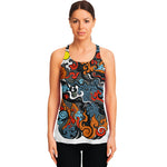 Japanese Elemental Tattoo Print Women's Racerback Tank Top