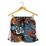 Japanese Elemental Tattoo Print Women's Shorts