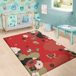 Japanese Flower Print Area Rug