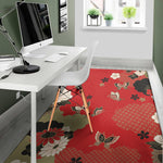 Japanese Flower Print Area Rug