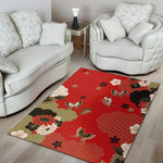 Japanese Flower Print Area Rug