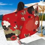 Japanese Flower Print Beach Sarong Wrap