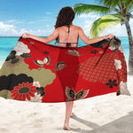 Japanese Flower Print Beach Sarong Wrap