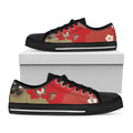 Japanese Flower Print Black Low Top Sneakers