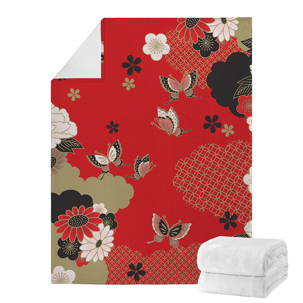Japanese Flower Print Blanket
