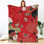 Japanese Flower Print Blanket