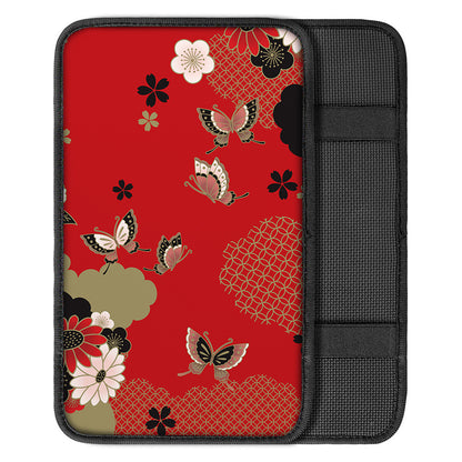 Japanese Flower Print Car Center Console Cover