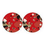 Japanese Flower Print Car Coasters