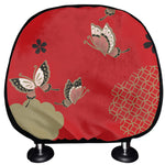 Japanese Flower Print Car Headrest Covers